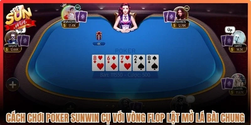 Cách chơi Poker Sunwin cụ với vòng Flop lật mở  lá bài chung