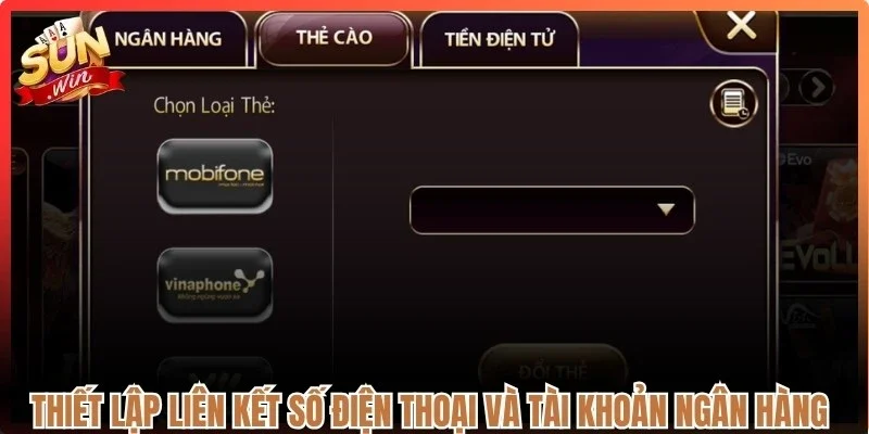 Thiết lập liên kết số điện thoại và tài khoản ngân hàng theo hướng dẫn